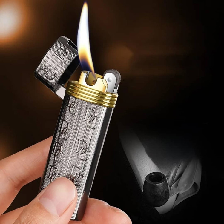 فندک گازی پیپ aurora بدنه فلزی طرح دار اورجینال