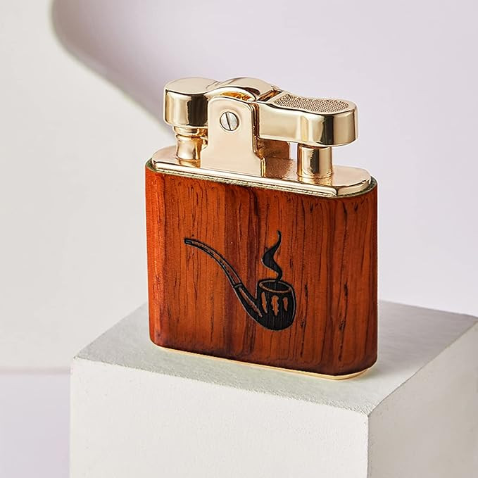 فندک بنزینی هانست مدل Vintage Trench با بدنه مسی و چوب صندل – کلاسیک، لوکس و ضد باد