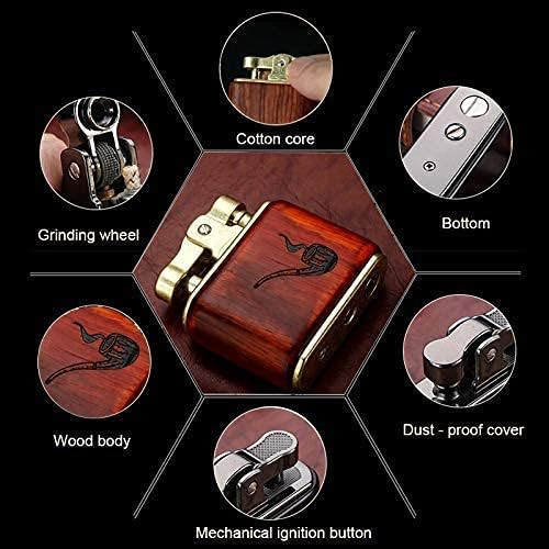 فندک بنزینی هانست مدل Vintage Trench با بدنه مسی و چوب صندل – کلاسیک، لوکس و ضد باد