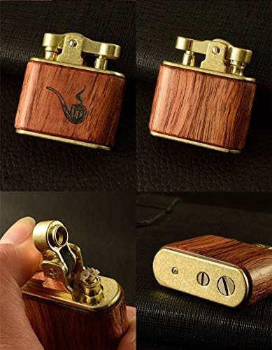 فندک بنزینی هانست مدل Vintage Trench با بدنه مسی و چوب صندل – کلاسیک، لوکس و ضد باد