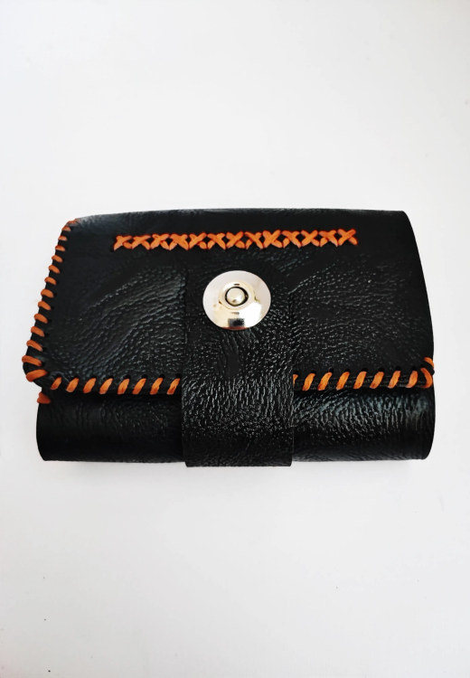 کیف پول چرمی آکاردئونی با ۱۰ جای کارت و محفظه پول دستدوز