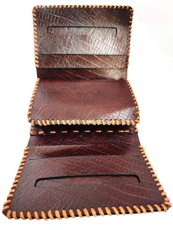 کیف پول چرمی آکاردئونی با ۱۰ جای کارت و محفظه پول دستدوز