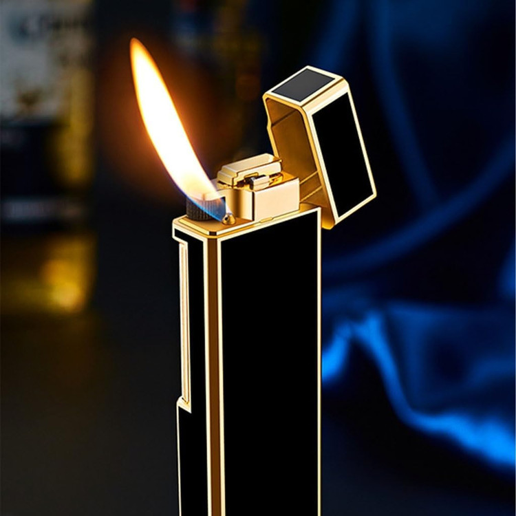 فندک بغلزن بدنه لاکی مشکی طلایی – مدل اورجینال لوکس