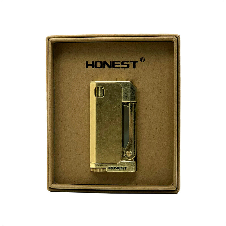 فندک بنزینی هانست | honest بدنه برنجی مدل ترنچ | طراحی کلاسیک وینتیج ضد باد