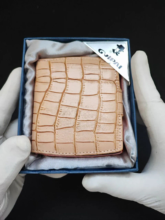 جاسیگاری چرمی Guipai رنگ کرم طرح چهارخانه – کد TH02