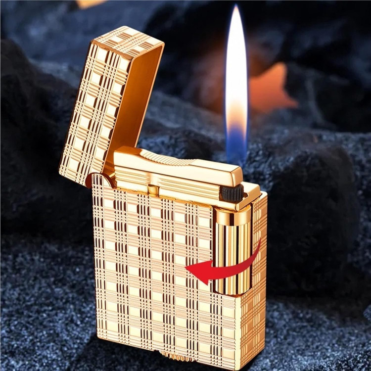 فندک دروی (derui) بدنه فلزی لاین 1 رنگ طلایی