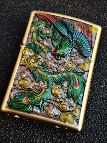 فندک بنزینی زینگ لینگ طرح سیمرغ و اژدها