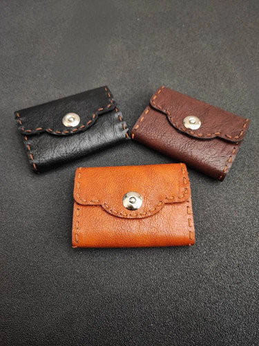 کیف کارت چرم دست دوز لبه درا دکمه جدید کد3356