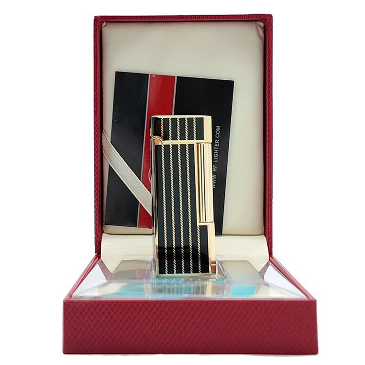 فندک گازی دروی (derui) بغل زن مشکی طلایی راه راه