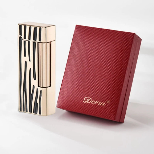 فندک گازی دروی (derui) بغل زن طرح دانهیل مشکی طلایی راه راه