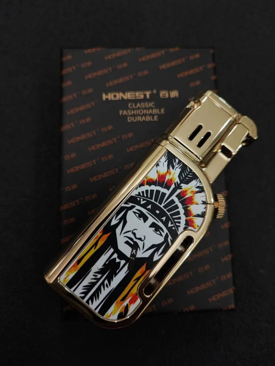 فندک دو شعله هانست (honest) بدنه فلزی شیکر دار اورجینال