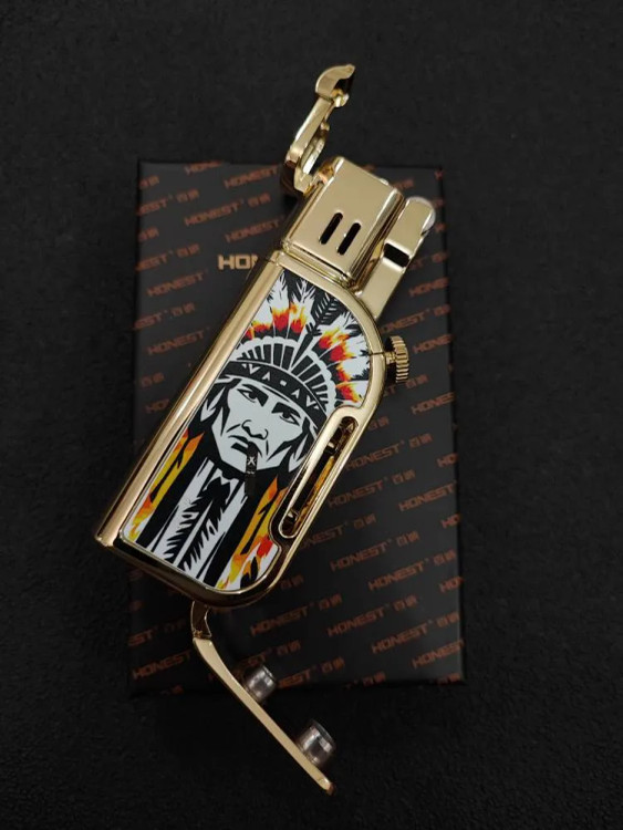 فندک دو شعله هانست (honest) بدنه فلزی شیکر دار اورجینال