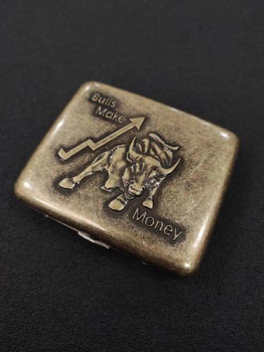 جای سیگار برند روپای بدنه برنجی طرح گاو وحشی کد Bulls Make Money