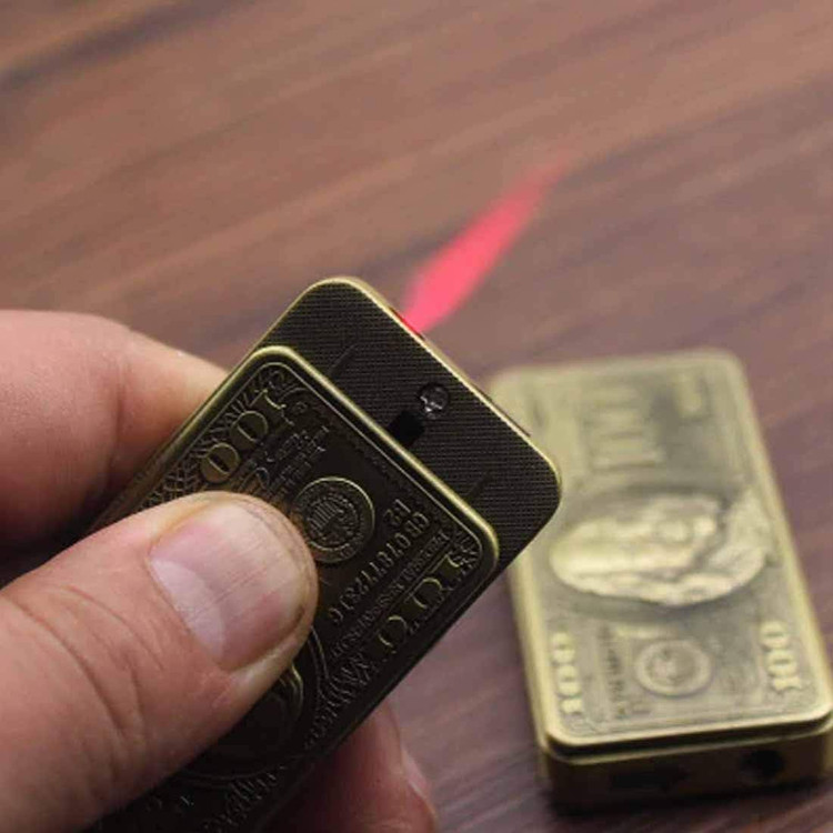 فندک گازی برند lighter کشویی شعله قرمز کوره ای بدنه فلزی