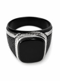 انگشتر مردانه استیل مشکی مدل Imperial Onyx