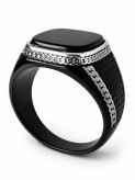 انگشتر مردانه استیل مشکی مدل Imperial Onyx