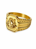 انگشتر مردانه استیل طلایی طرح مدوسا مدل Golden Medusa