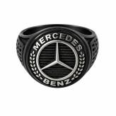 انگشتر مردانه استیل رنگ مشکی طرح mercedes benz