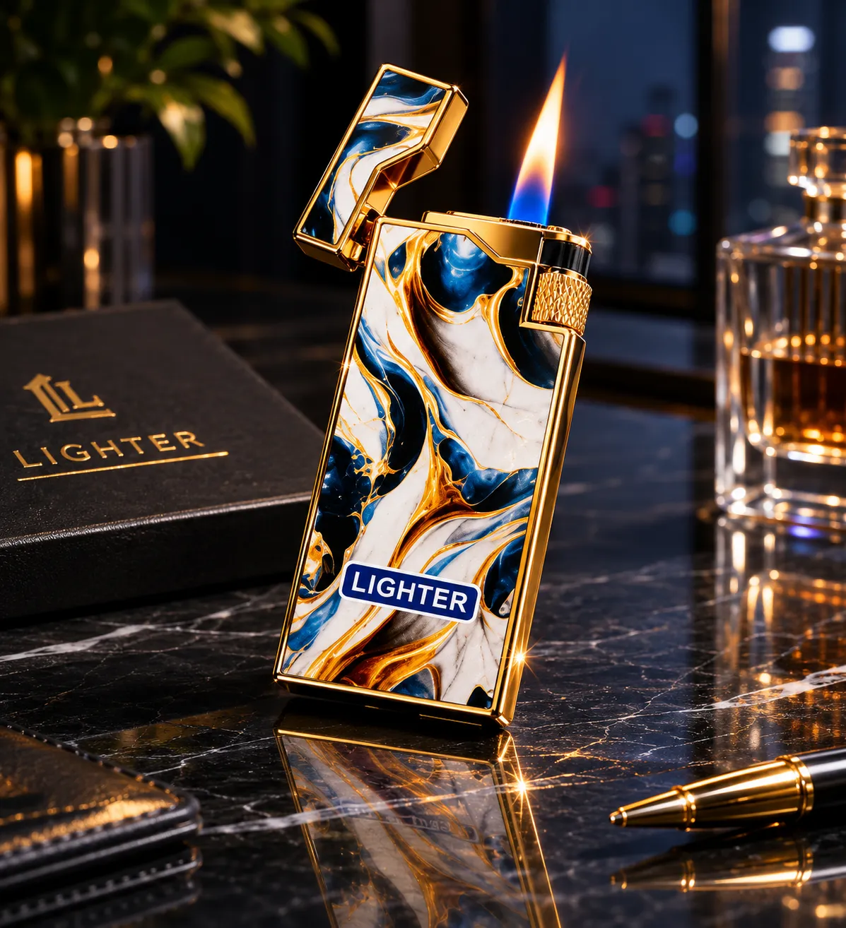 فندک گازی اسلیم  لایتر (lighter)  چرخ بغل کد05