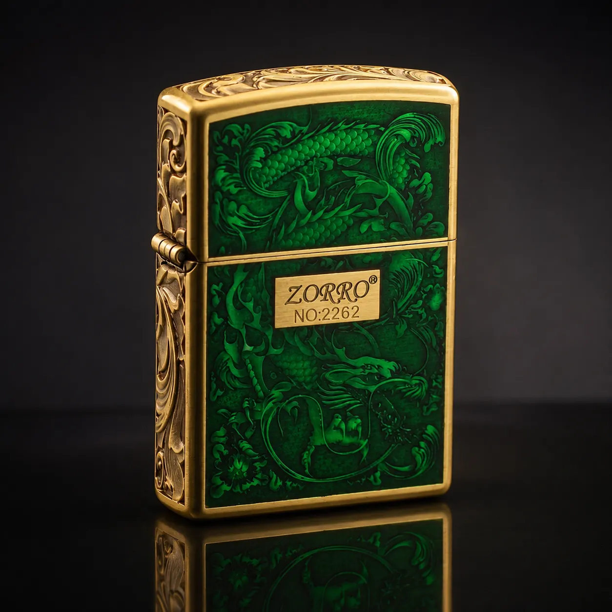 فندک بنزینی برند zorro بدنه فلزی طرح Divine Dragon سری ZK33