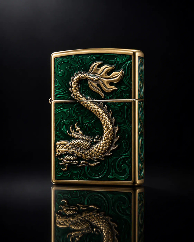فندک بنزینی zorro بدنه فلز ی طرح dragon سری zk53