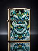 فندک بنزینی برند zorro بدنه فلزی طرح foo dog سری zk43