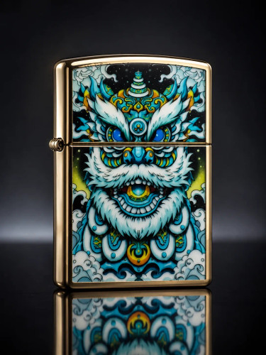 فندک بنزینی برند zorro بدنه فلزی طرح foo dog سری zk43