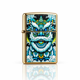 فندک بنزینی برند zorro بدنه فلزی طرح foo dog سری zk43