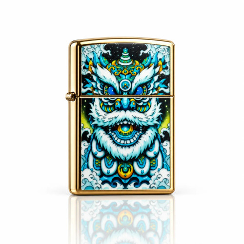 فندک بنزینی برند zorro بدنه فلزی طرح foo dog سری zk43