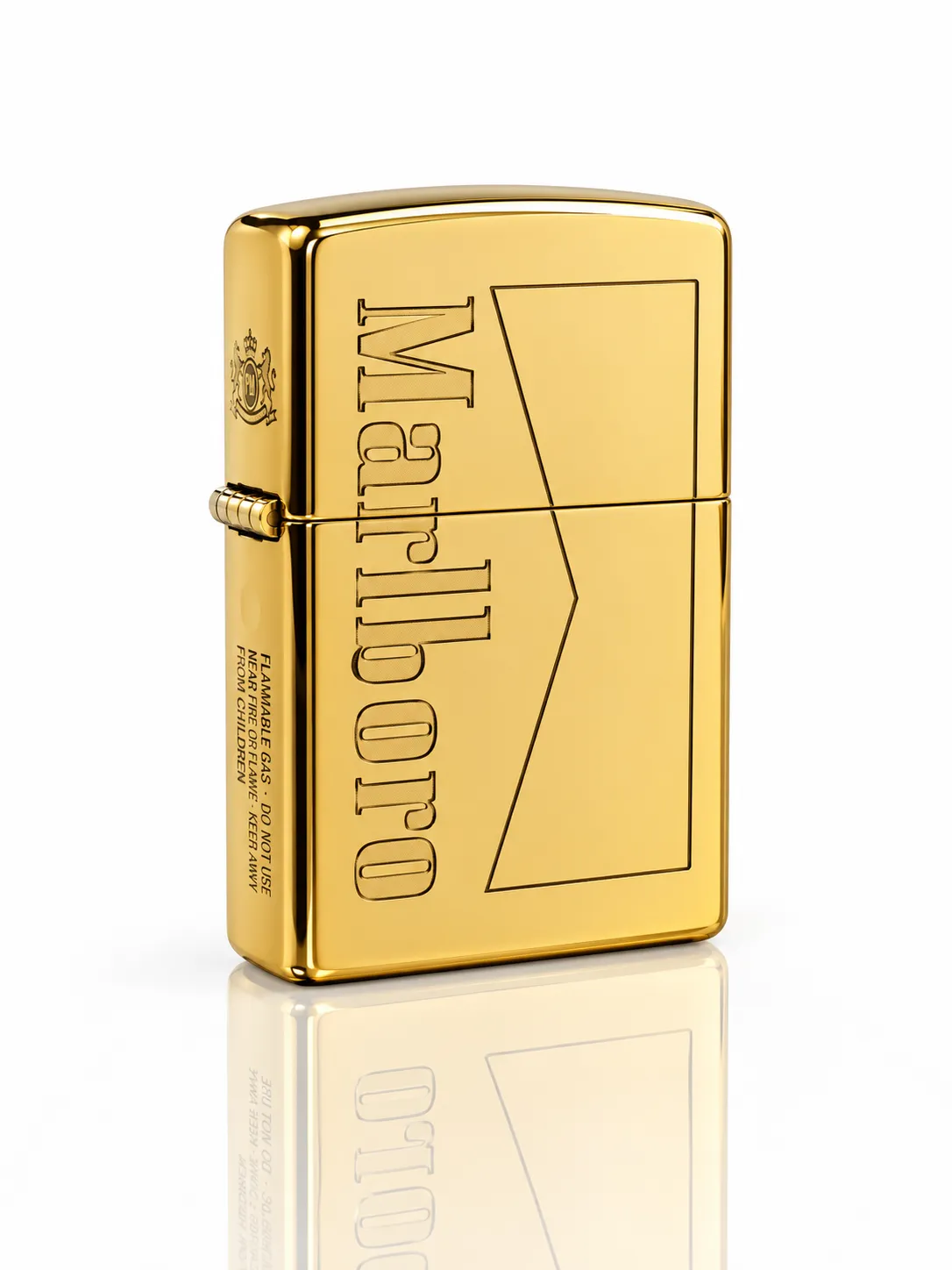 فندک بنزینی برند chief بدنه برنجی طرح Marlboro