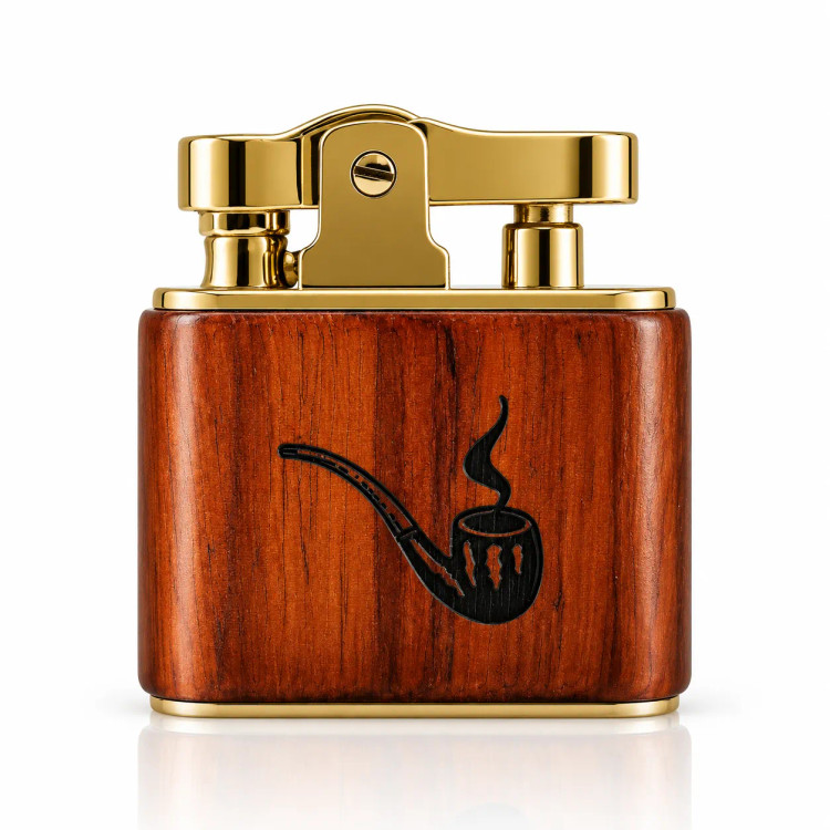 فندک بنزینی هانست مدل Vintage Trench با بدنه مسی و چوب صندل – کلاسیک، لوکس و ضد باد